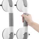 TAILI Grab Bars for Bathtubs and Showers,2 Pack Shower Handles for Elderly Suction,Maximum 330lbs,Shower Grab Bar with Upgraded Rubber Suction Cups,Safety Grip for Senior, No Drilling Removable,Grey (Gray)