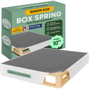 Greaton, 10 Queen Box Spring for Queen Bed  Amish-Made in The USA  Solid Wood Box Spring Mattress Foundation with Stable & Quiet Support  Flat-Packed & Easy Assembly  White