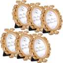 Vicenpal Small Vintage Picture Frames Antique Baroque Mini Picture Frames Oval Bulk Wallet Size for Wedding Victorian Home Christmas Holiday Decor(Gold,6 Pieces)