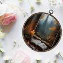 Giosve Vintage Moody Fall Rainy Round Wall Art Canvas Framed Poster, Dark Academia Moody Autumn Bookish Hanging Wall Sculptures for Home Bedroom Reading Room Library Decor, 10x10 Inch