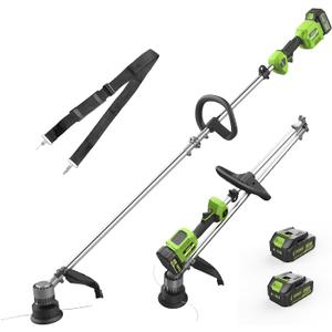 WORKIT Brushless String Trimmer 14"- 20V Cordless Weed Wacker with 2×4.0Ah Batteries, 0.095" Dual Line Auto Feed, Lightweight Battery Powered Weed Eater for Yard,Lawn & Garden