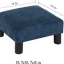 Joveco Small Foot Rest Stool Ottoman, 15" Fabric Square Short Low Footstool Upholstered Footrest for Chair, Under Office Desk, Living Room, Navy Blue