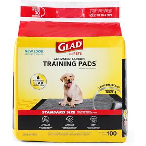 Glad for Pets Black Charcoal Puppy Pads 23" x 23" AllinOne Puppy Potty Training Pads That ABSORB & NEUTRALIZE Urine Instantly New & Improved Quality Puppy Pee Pads, (Pack of 1, 100 Count Total)