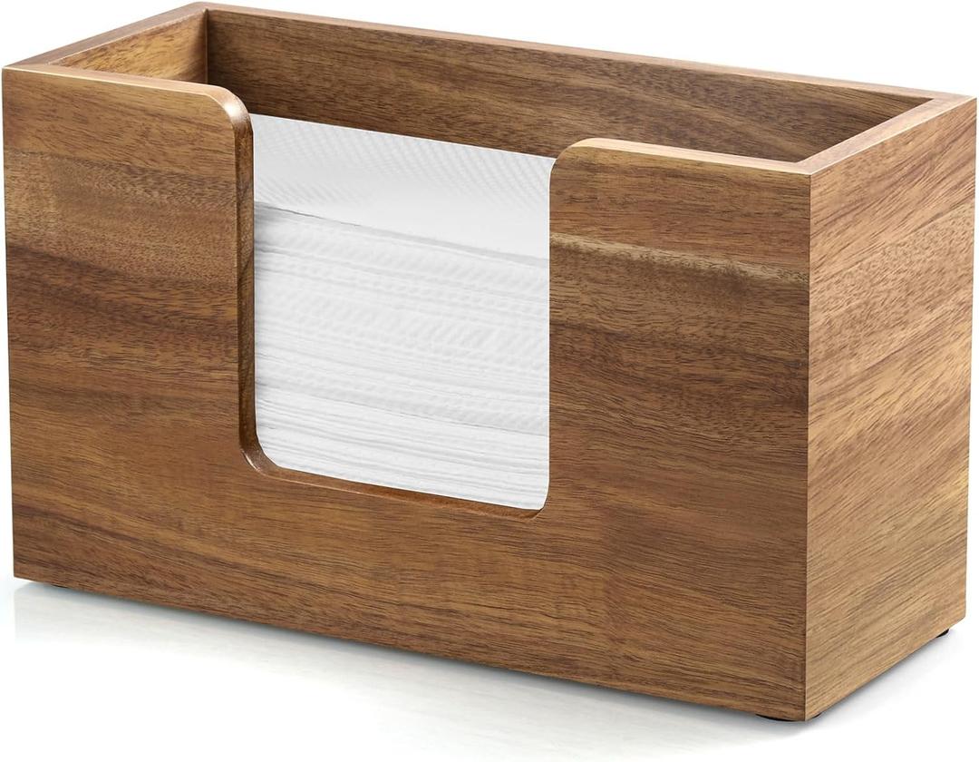 Paper Towel Dispenser Countertop, Acacia Wood Bathroom Paper Towel Holder for Home, Napkin Holder for Kitchen, Multifold C-Fold, Z-Fold, Trifold Paper Hand Towel Dispenser for Bathroom Toilet