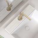 Stone Faucet Mat for Kitchen Sink, Water Absorbing Sink Water Splash Guard, Fast-Drying Kitchen Sink Faucet Mat, Durable Protector and Stone Drying Mat for Kitchen Counter & Bathroom Sink (20" x 4", White Gray Style 1)