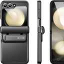 i-Blason for Samsung Galaxy Z Flip 7 FE Case, Z Flip 6/5 Case with Stand [Built-in Screen Protector] [Hinge Protection] Full-Body Rugged Shockproof Protective Phone Case for Z Flip 7 FE/6/5, Black