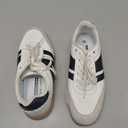 LUCKY STEP Women Classic Retro Gum Sole Fashion Sneakers Casual Tennis Skate Shoe Genuine Leather Walking Footwear Anti Slip Trainers (8.5, White/Black)