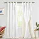 Hiasan Mix & Match Ivory Blackout Curtains with Sheer, Thermal Insulated Privacy Double Layer Grommet Window Curtains for Bedroom, Living Room, Nursery, 2 Drape Panels with Tiebacks, 52W X 96L