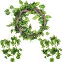 4 Pcs Reptile Vines, Flexible Bendable Jungle Climbing Vine Terrarium, Fake Plants for Reptiles, Artificial Leaves Terrarium Tank Pet Habitat Decor for Bearded Dragons, Lizard, Snake, Gecko