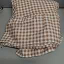 Mindsoft Brown Gingham Ruffled Tablecloth 70 x 70 Inches Round Cotton Linen Checkered Table Cloth Buffalo Plaid Farmhouse Vintage Decorative Tablecover for Picnic Kitchen Dining Room Home Party