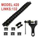 420 Chain 132 Link Motorcycle Standard Roller Chain with Chain Breaker 6 Connecting Master Link for 100cc 110cc 125cc Mini ATV Quad Go Kart Scooter
