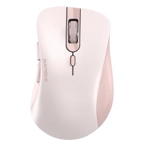 RAPIQUE Bluetooth Wireless Mouse - Dual Bluetooth & 2.4 GHz USB Receiver, Ergonomic Design, Quiet Clicks, Low Power - Multi-Device Compatibility for MacBook, Laptop, Computer, iPad Air/Pro (Pink)