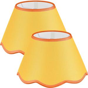 VIHOSE 9.4'' Bottom x 5.9'' High x 5.1'' Top Set of 2 Lamp Shade with Petal Edge, Fabric Scalloped Lampshade, for Floor Wall Table Lamps Living Room Bedroom(Yellow)
