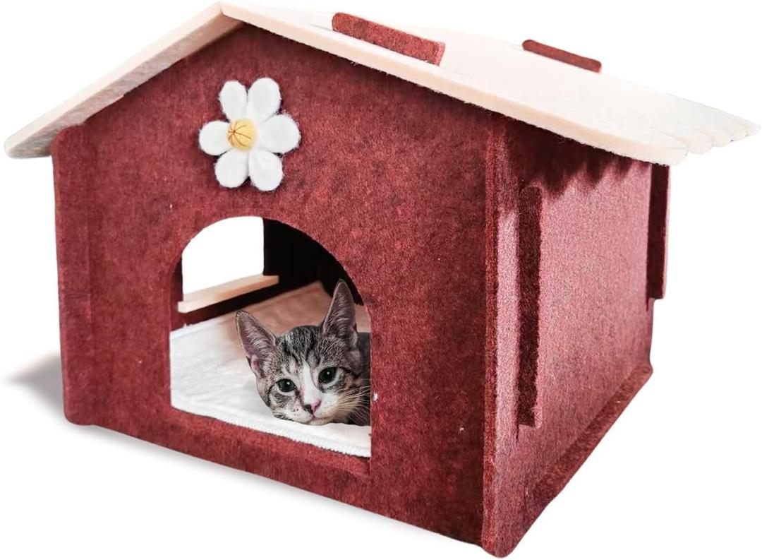 Lukamoo Cute Cat House (Vanilla Mocha, Large)