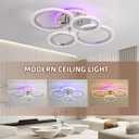 Modern Ceiling Light,50W Flush Mount Ceiling Lights,Dimmable lampara de techo para sala,4 Rings Lighting Fixture Ceiling Lamps for Living Room, Bedroom,Kitchen,Laundry Room,3000-6000K,Chrome
