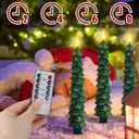 Funtery 6 Pcs LED Christmas Tree Flameless Taper Candles Real Wax Battery Operated Candlestick Lights with 3D Flame and Remote Timer Window Fireplace(Gold Edge,Christmas Tree)