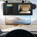 Sun Visor Extender for Car with Mirror & Card Slot, Universal Anti-Glare Visor Extender Attachment for Car Visor, UV400 PC Lens Polarized, Safe Driving Sun Visor Extension for Car,SUV (Black)