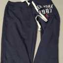 Low Rise Sweatpants Women Casual Drawstring Track Pants Y2K Baggy Wide Leg Streetwear Drawstring Sweatpants S, Blue