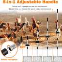 Extra Large Chicken Poop Scooper  15'' Wide Stainless Steel Litter Cleaner, 5-in-1 Adjustable Handle (37-77 Inch), for Chicken Coops, Poultry Barns, Durable Farm & Outdoor Tool