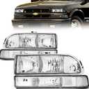 Front Headlight Assembly for 1998-2005 Chevy Blazer & 1998-2004 Chevrolet S10 Pickup - Replacement Headlamp, Front Bumper Lights