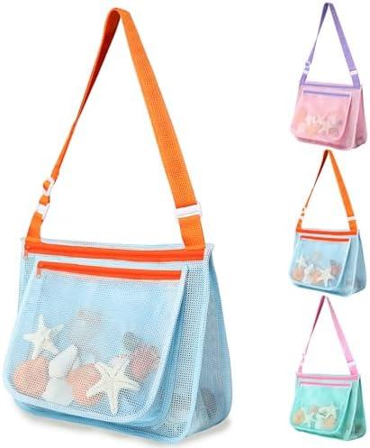 LIDAGO Beach Bag Toys for Shell Collecting,Beach Mesh Bag with Adjustable Shoulder Straps,Swimming Accessories for Boys and Girls