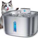 Stainless Steel Cat Water Fountain Wireless - 108oz/3.2L Cordless Pet Fountain with 4000mAh Battery, Motion Sensor & 3 Modes, Ultra Quiet Automatic Water Dispenser for Cats, Dogs, and Small Pets