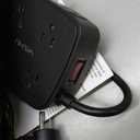 20 Ft Surge Protector Power Strip - 8 Widely Outlets with 4 USB Ports, 3 Side Outlet Extender with 20 Feet Extension Cord, Flat Plug, Wall Mount, Desk USB Charging Station, ETL, Black