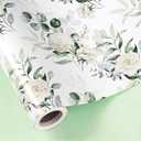 RUSPEPA 30" X 32.8' Reversible Floral Wrapping Paper Large Paper Roll, Jumbo Roll, Elegant Flower Greenery and Sage Green Gift Wrap for Women, Girls,Wedding, Birthday, Bridal Shower, Mother's Day