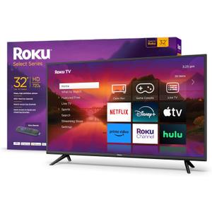 Roku Smart TV  32-Inch Select Series 720p HD RokuTV with Roku Voice Remote, Bright Picture, Customizable Home Screen  Live Local News, Sports, Gaming