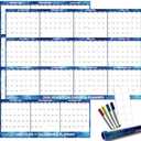 32" x 48" 2026 Wall Calendar Dry Erase - Large Starry Sky Calendar Wet & Dry Erasable Laminated 12 Month Annual Yearly Planner, Reversible, Horizontal/Vertical, Blue, (Set of 5 )