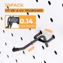 INCLY 50 Pack Black Pegboard Hooks, 2 Inch Metal Peg Board Hooks Accessories, Peg Board Tool Hangers Fit for 1/8 and 1/4" Pegboard Hanging Tools for Garage, Craft Room, Kitchen, Store
