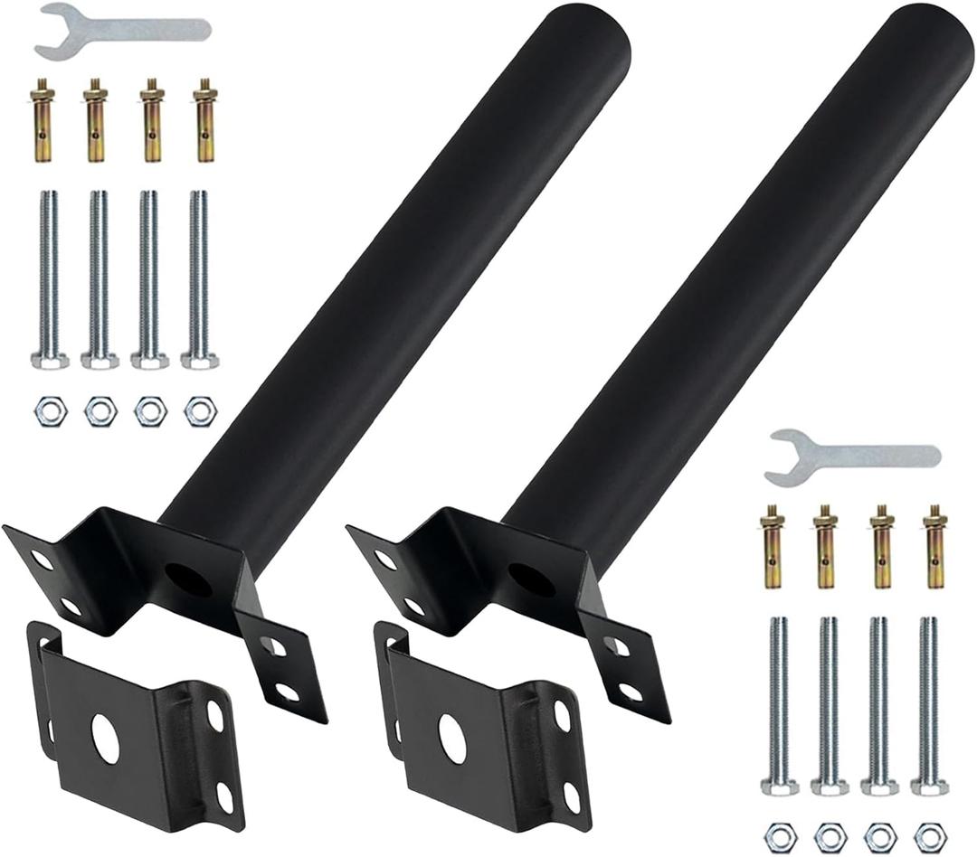 Light Pole Mount, Solar Lighting Mounting Bracket Extension Pole Kit, Wall Mounted Arm for Street Light, Barn Lamp, Post Tree 2 Pack Black