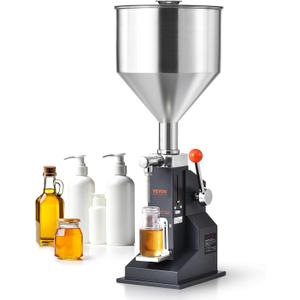 VEVOR Manual Paste Liquid Filling Machine, 5-100ml Adjustable Bottle Filling Machine, Stainless Steel Liquid Filler with 11.5L Hopper for Milk Water Juice Shampoo Honey