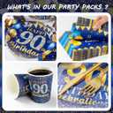 350PCS 90th Birthday Party Decorations for 50 Guests Blue and Gold Party Supplies Include Disposable Paper Plates, Napkins, Cups, and Tableware