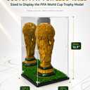 Acrylic Display Case Compatible with LEGO 43020 FIFA World Cup Trophy, 10.6" x 10.6" x 16.9" Clear Display Box with Mirror Back, Artificial Turf Base, Black Base, Dust-Resistant Showcase
