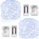 2 Pack 20FT 60 LED Fairy Lights Battery Operated, Twinkle Lights with Remote Timer, Silver Wire String Lights Mini Starry Lights for Bedroom Christmas Tree Party Wedding Indoor Outdoor(Cool White)