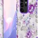 Hocase for Samsung Galaxy S25 Ultra Case, Teal Blue Flowers