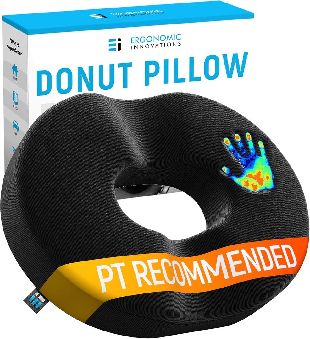 PT Endorsed Donut Pillow for Tailbone Pain Relief Cushion, Hemorrhoid Pillow for Sitting, Donut Cushion Post Surgery, Lifting Cushions Postpartum Pregnancy, Sciatica, Coccyx Cushions, Butt Pillows (Medium - Up to 240 Lbs)