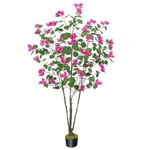 59"/5FT Artificial Bougainvillea Tree with Flowers, Faux Plants Indoor Bougainvillea Plant Suitable for Home Porch Patio Decoration (Including Dried Moss)