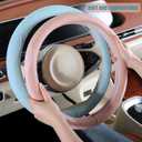 Nappa Leather Pink D Shape Steering Wheel Cover, Advanced Microfiber Leather Non-Slip Breathable Fabric, Warm in Winter and Cool in Summer, Universal 15 inch