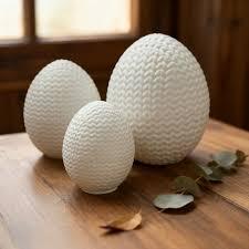 Easter Egg Ceramic Decor 3 Pack White