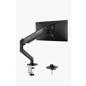 Basics Single Computer Monitor Stand with Cable Management, Height Adjustable VESA Desk Arm Mount, Fully Adjustable Tilt and Rotation, Steel, Black, Fits 1330" Screens