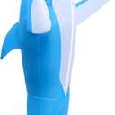 IHGYT Inflatable Shark Costume Air Blow up Jumpsuit Fancy Dress Funny Carcharias Suit for Cosplay Party (Blue)