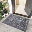 Bulijojo Front Door Mat Entrance,Durable Heavy Duty Welcome Mat,Thick Absorbent Natural Rubber Non Slip Mat,Sturdy Entryway Grey 17"x30"
