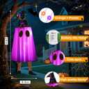 3P Lights Up Hanging Ghosts Halloween Decorations Outdoor(Purple & Orange), Timer, IP65 Waterproof, Battery Operated Halloween Lights with Witch Hats, Holiday Decorations for Tree Patio Garden