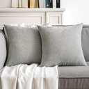 MIULEE Pack of 2 Light Grey Decorative Pillow Covers 18x18 Inch Soft Chenille Couch Throw Pillows Farmhouse Cushion Covers for Home Decor Sofa Bedroom Living Room