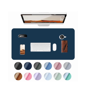 6 WisFox Mouse Pad, Leather Desk Pad Protector, Office Desk Mat, Non-Slip PU Leather Desk Blotter, Laptop Desk Pad, Waterproof Desk Writing Pad for Home Office Decor(Blue, 31.5" x 15.7")