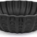 Modern Decorative Bowl, Sculptural Resin Display Bowl for Home Decor, Large Centerpiece for Kitchen Counter or Entry Table, Key Bowl or Fruit Holder, Black
