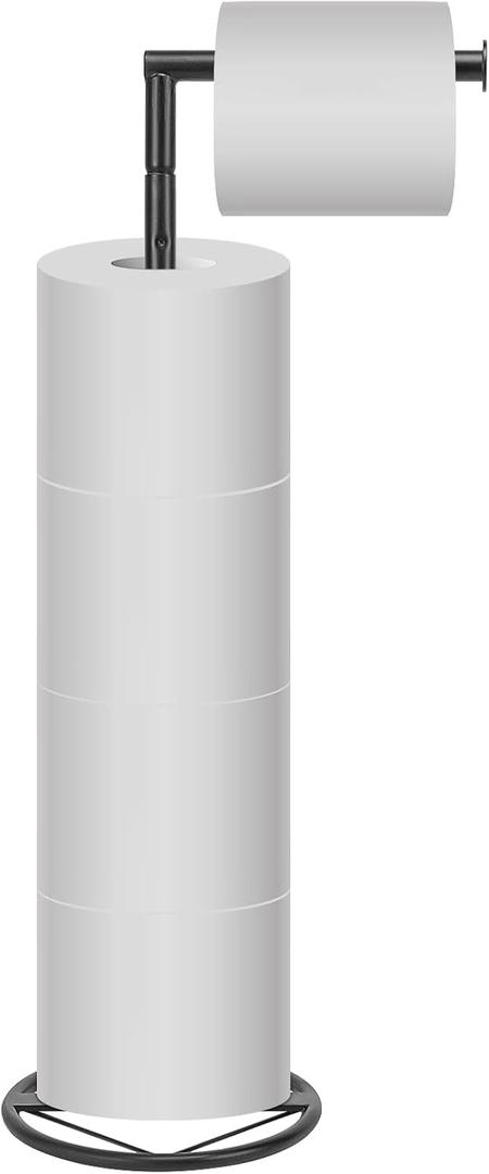 Siyzda Bath Toilet Paper Holder, Metal Toilet Tissue Roll Organizer Storage, Tissue Paper Holder Stand for Bathroom/Kitchen Countertop (20 H, Matte Black)