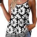 WIHOLL Tank Tops for Women Dressy Casual Sleeveless Tops Summer Fashion Beach Vacation Clothes Spaghetti Strap Tank Top (Black, XL)